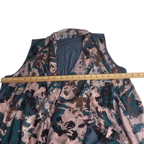 LOGO Lori Goldstein Cardigan Vest Womens XL Blue Abstract Open Front Waterfall - Picture 10 of 14